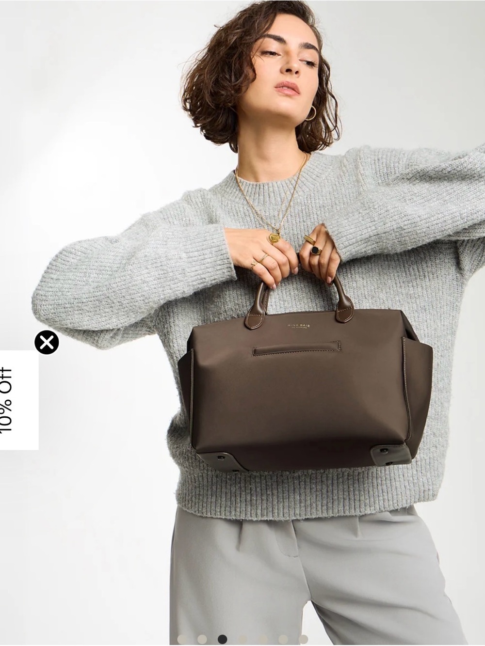 Mina Baie Nylon Brown Expresso Emmy Bag - Picture 6 of 12